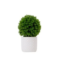 10" Artificial Boxwood Topiary Plant With Decorative Planter