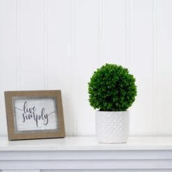 10" Artificial Boxwood Topiary Plant With Decorative Planter -Artificial Trees Store artificial 10 artificial boxwood topiary plant with decorative planter plant in planter nearly natural 856499