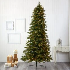10’ Belgium Fir “Natural Look” Artificial Christmas Tree With 1050 Clear LED Lights -Artificial Trees Store artificial 10 belgium fir natural look artificial christmas tree with 1050 clear led lights nearly natural 547165