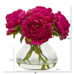 10” Peony Artificial Arrangement In Clear Glass Vase 7 10” Peony Artificial Arrangement In Clear Glass Vase -Artificial Trees Store artificial 10 peony artificial arrangement in glass vase nearly natural 421524