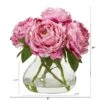 10” Peony Artificial Arrangement In Clear Glass Vase