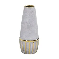 10” Regal Stone Decorative Vase With Gold Accents
