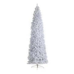 10’ Slim White Artificial Christmas Tree With 800 Warm White LED Lights And 2420 Bendable Branches 10 10’ Slim White Artificial Christmas Tree With 800 Warm White LED Lights And 2420 Bendable Branches -Artificial Trees Store artificial 10 slim white artificial christmas tree with 800 warm white led lights and 2420 bendable branches nearly natural 608343