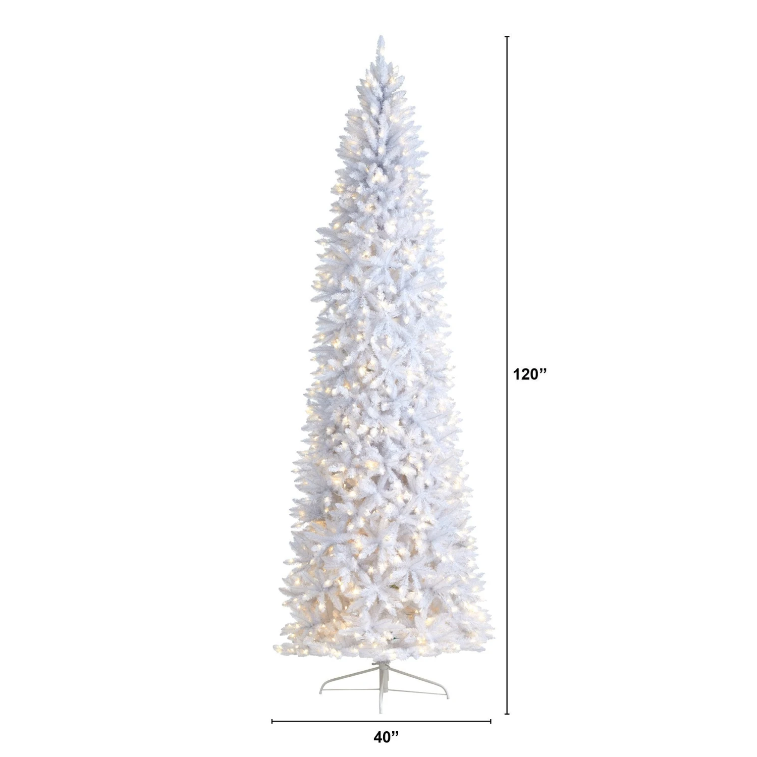 10’ Slim White Artificial Christmas Tree With 800 Warm White LED Lights And 2420 Bendable Branches 2 10’ Slim White Artificial Christmas Tree With 800 Warm White LED Lights And 2420 Bendable Branches - Image 2