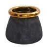 10” Stone Planter With Bronze Rim