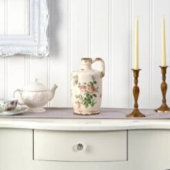 10” Tuscan Ceramic Floral Print Pitcher -Artificial Trees Store artificial 10 tuscan ceramic floral print pitcher nearly natural 308023