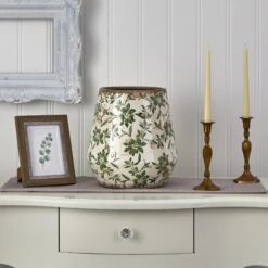 12” Tuscan Ceramic Green Scroll Planter -Artificial Trees Store artificial 10 tuscan ceramic green scroll planter nearly natural 144653