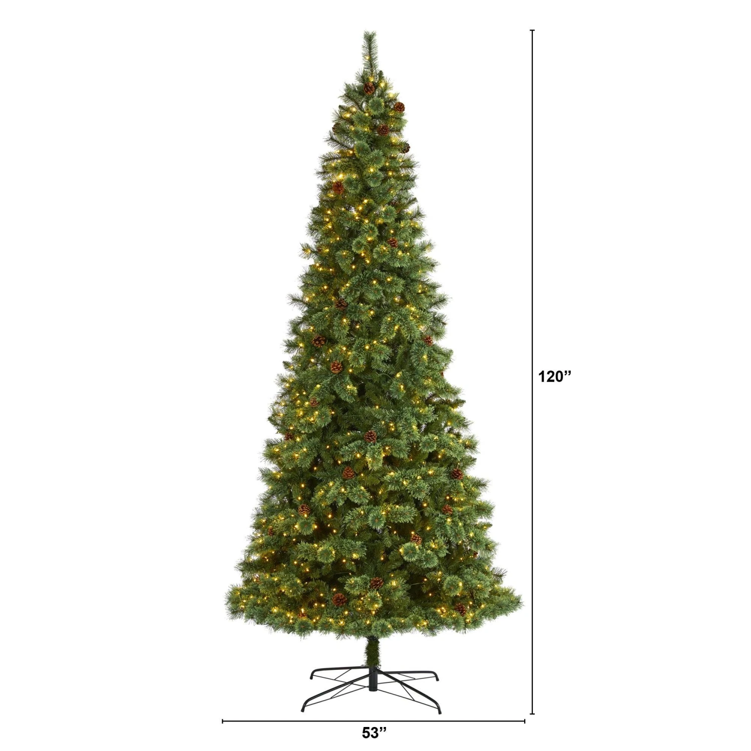 10’ White Mountain Pine Artificial Christmas Tree With 850 Clear LED Lights And Pine Cones 2 10’ White Mountain Pine Artificial Christmas Tree With 850 Clear LED Lights And Pine Cones - Image 2