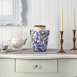 10.5” Nautical Ceramic Urn Vase -Artificial Trees Store artificial 105 nautical ceramic urn vase nearly natural 189749