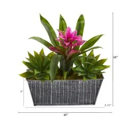 11” Bromeliad And Agave Plant In Black Tin Planter 10 11” Bromeliad And Agave Plant In Black Tin Planter -Artificial Trees Store artificial 11 bromeliad and agave plant in black tin planter nearly natural 817476