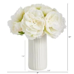 11” Peony Bouquet Artificial Arrangement In White Vase 9 11” Peony Bouquet Artificial Arrangement In White Vase -Artificial Trees Store artificial 11 peony bouquet artificial arrangement in white vase nearly natural 698889