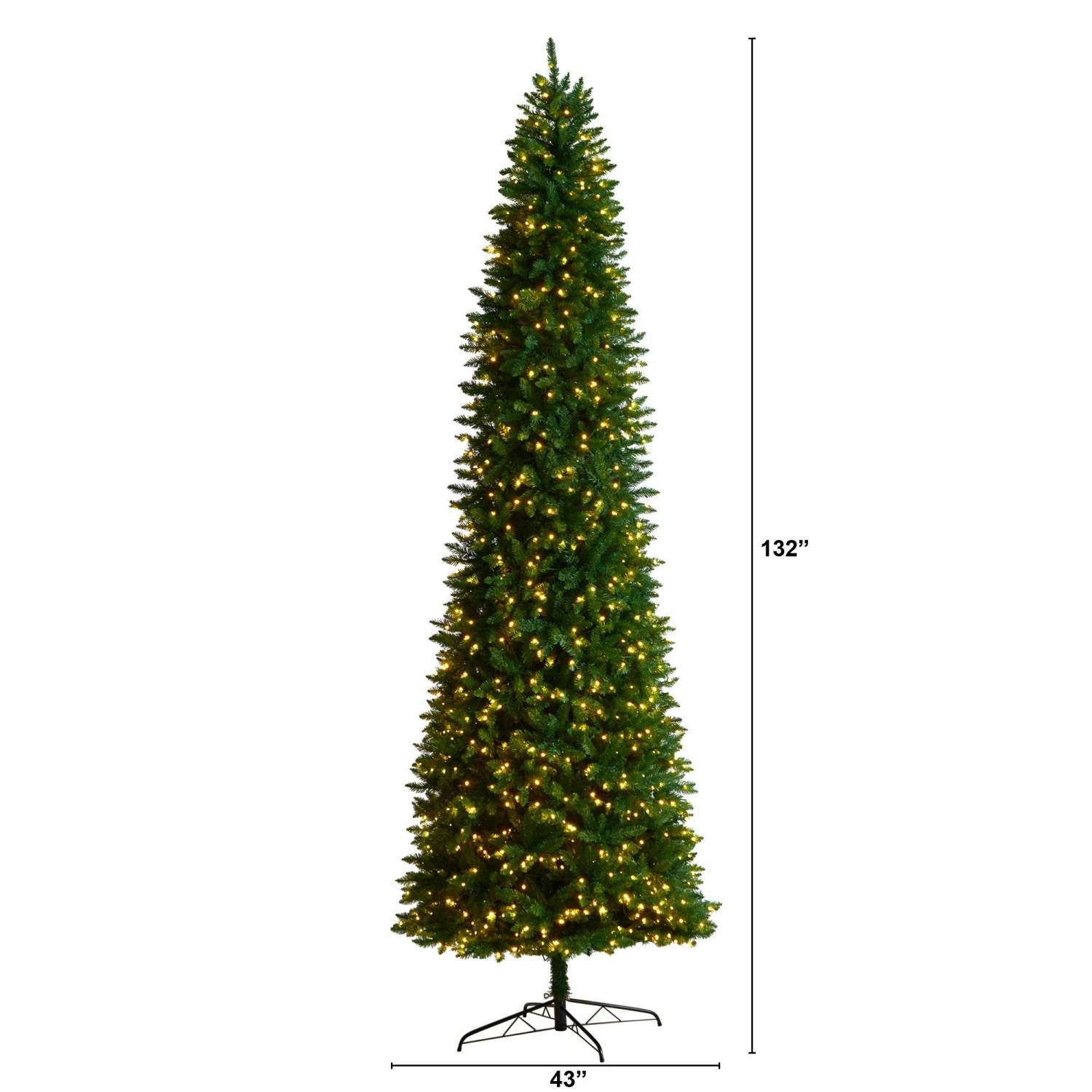 11’ Slim Green Mountain Pine Christmas Tree With 950 Clear LED Lights And 2836 Bendable Branches 2 11’ Slim Green Mountain Pine Christmas Tree With 950 Clear LED Lights And 2836 Bendable Branches - Image 2