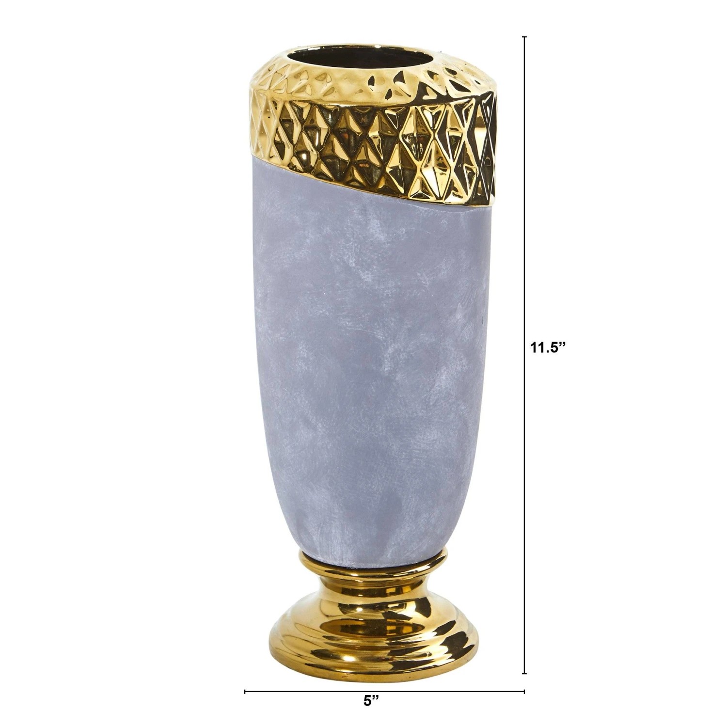 11.5” Regal Stone Vase With Gold Accents 2 11.5” Regal Stone Vase With Gold Accents - Image 2