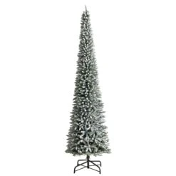 12’ Flocked Pencil Artificial Christmas Tree With 1000 Clear Lights And 1819 Bendable Branches -Artificial Trees Store artificial 12 flocked pencil artificial christmas tree with 1000 clear lights and 1819 bendable branches nearly natural 114468