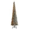 12’ Flocked Pencil Artificial Christmas Tree With 1000 Clear Lights And 1819 Bendable Branches