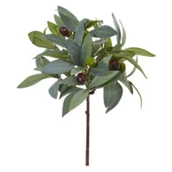 12” Olive Branch Artificial Plant With Berries (Set Of 12)