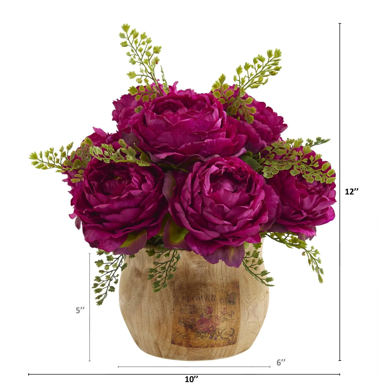 12” Peony Artificial Arrangement In Decorative Planter 2 12” Peony Artificial Arrangement In Decorative Planter - Image 2