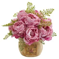 12” Peony Artificial Arrangement In Decorative Planter 6 12” Peony Artificial Arrangement In Decorative Planter -Artificial Trees Store artificial 12 peony artificial arrangement in decorative planter nearly natural pink 214429