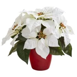 12” Poinsettia Artificial Plant In Red Planter (Set Of 2) 5 12” Poinsettia Artificial Plant In Red Planter (Set Of 2) -Artificial Trees Store artificial 12 poinsettia artificial plant in red planter set of 2 nearly natural 524725