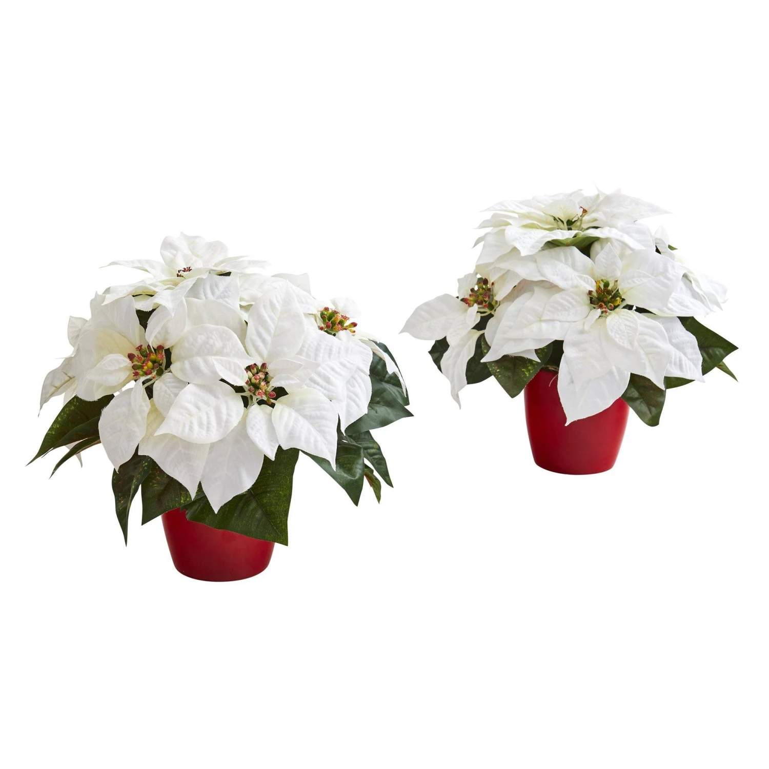 12” Poinsettia Artificial Plant In Red Planter (Set Of 2) 1 12” Poinsettia Artificial Plant In Red Planter (Set Of 2)