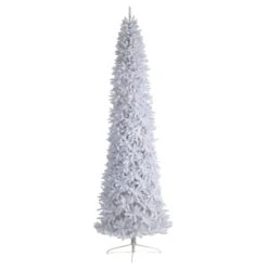 12’ Slim White Artificial Christmas Tree With 3235 Bendable Branches
