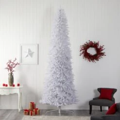 12’ Slim White Artificial Christmas Tree With 3235 Bendable Branches -Artificial Trees Store artificial 12 slim white artificial christmas tree with 3235 bendable branches christmas tree nearly natural 295358