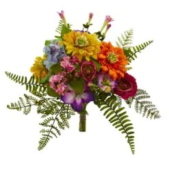13” Artificial Mixed Flowers Bush (Set Of 2)