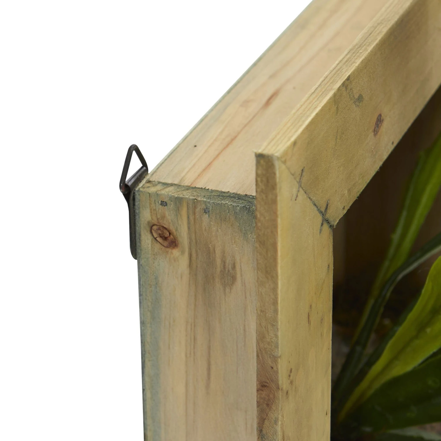 13” Staghorn Artificial Plant In Wood Hanging Frame 2 13” Staghorn Artificial Plant In Wood Hanging Frame - Image 2