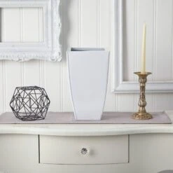 13” Tapered Square Metal Planter -Artificial Trees Store artificial 13 tapered square metal planter nearly natural 167017