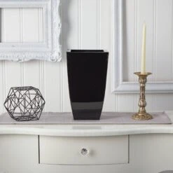 13” Tapered Square Metal Planter -Artificial Trees Store artificial 13 tapered square metal planter nearly natural 252246