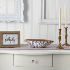 13” Tuscan Ceramic Blue Scroll Decorative Bowl 5 13” Tuscan Ceramic Blue Scroll Decorative Bowl -Artificial Trees Store artificial 13 tuscan ceramic blue scroll decorative bowl nearly natural 365658