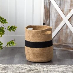 13.5” Handmade Natural Cotton Planter 5 13.5” Handmade Natural Cotton Planter -Artificial Trees Store artificial 135 handmade natural cotton basket nearly natural 703125