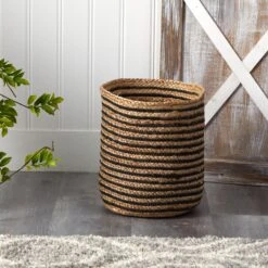 13.5” Handmade Natural Jute Planter -Artificial Trees Store artificial 135 handmade natural jute basket nearly natural 752381