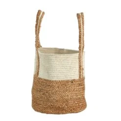 14” Boho Chic Basket Natural Cotton And Jute With Handles 10 14” Boho Chic Basket Natural Cotton And Jute With Handles -Artificial Trees Store artificial 14 boho chic basket natural cotton and jute with handles nearly natural 294913