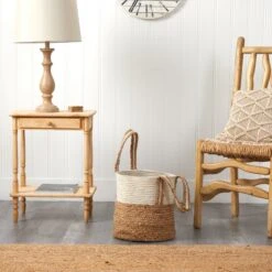 14” Boho Chic Basket Natural Cotton And Jute With Handles 13 14” Boho Chic Basket Natural Cotton And Jute With Handles -Artificial Trees Store artificial 14 boho chic basket natural cotton and jute with handles nearly natural 915580