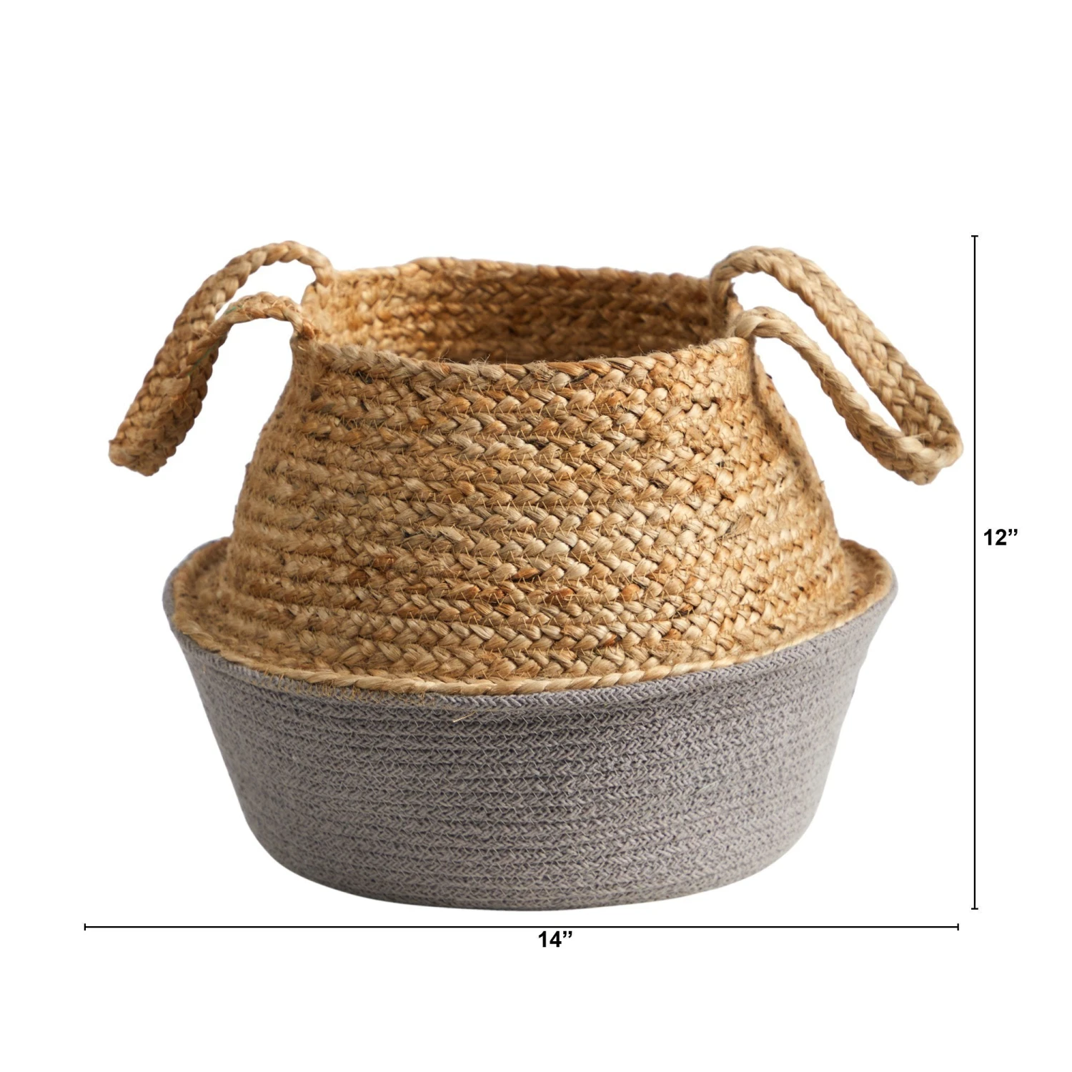 14” Boho Chic Handmade Cotton & Jute Gray WovenPlanter 1 14” Boho Chic Handmade Cotton & Jute Gray WovenPlanter