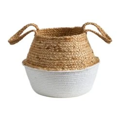 14” Boho Chic Handmade Cotton & Jute White Woven Planter -Artificial Trees Store artificial 14 boho chic handmade cotton jute white woven planter nearly natural 554008