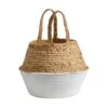 14” Boho Chic Handmade Cotton & Jute White Woven Planter