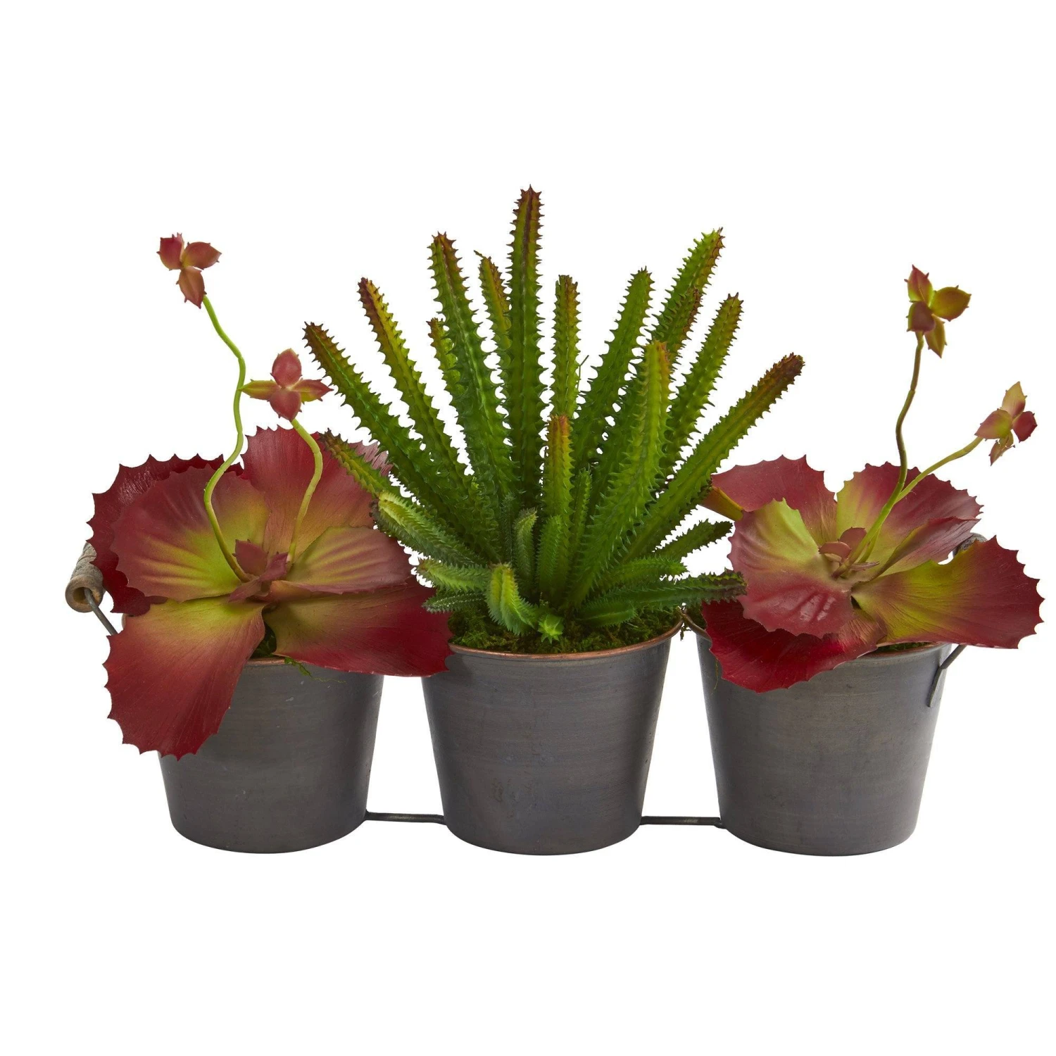 14” Mix Succulent Artificial Plant In Trio Metal Planter 1 14” Mix Succulent Artificial Plant In Trio Metal Planter