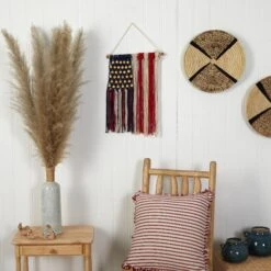 14” X 18” Handmade American Flag “Americana” Macrame Wall Hanging Art Decor 5 14” X 18” Handmade American Flag “Americana” Macrame Wall Hanging Art Decor -Artificial Trees Store artificial 14 x 18 handmade american flag americana macrame wall hanging art decor nearly natural 802936