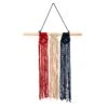14” X 24” Red White And Blue “Americana” Macrame Wall Hanging Art Decor
