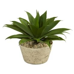 1.5’ Agave Succulent Artificial Plant In White Planter