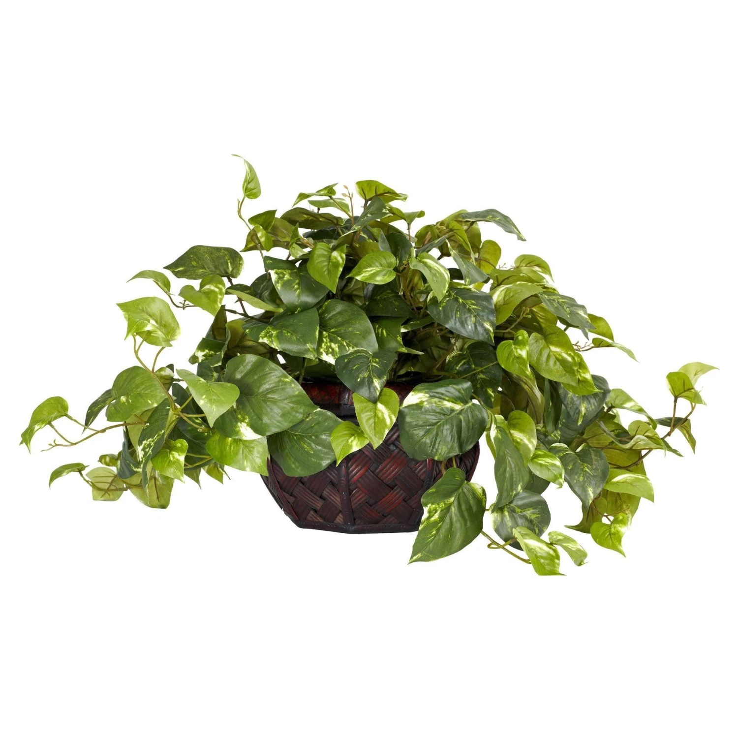 15" Artificial Pothos W/Decorative Vase Silk Plant" 1 15" Artificial Pothos W/Decorative Vase Silk Plant"