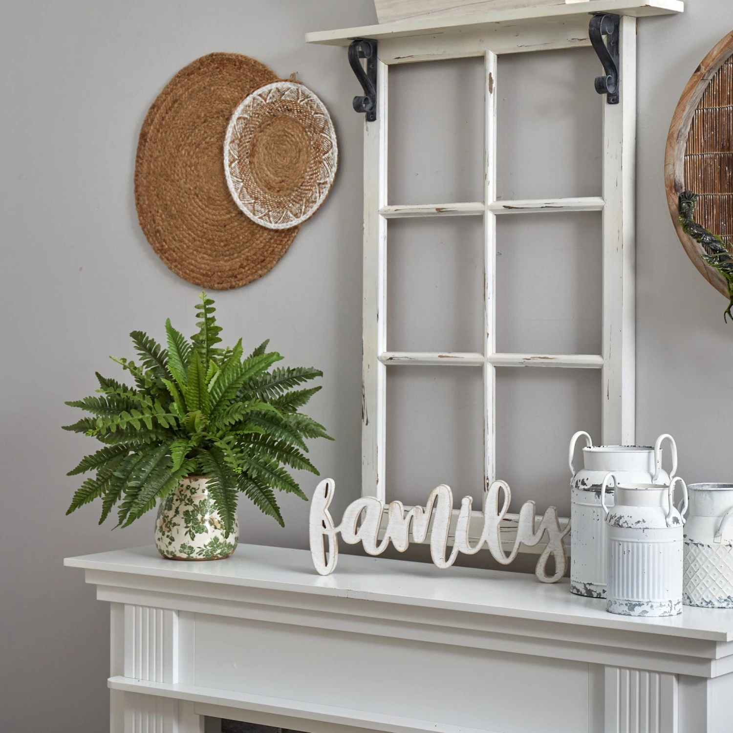 15” Boston Fern Artificial Plant With Tuscan Ceramic Green Scroll Planter 4 15” Boston Fern Artificial Plant With Tuscan Ceramic Green Scroll Planter - Image 4