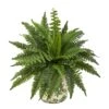 15” Boston Fern Artificial Plant With Tuscan Ceramic Green Scroll Planter