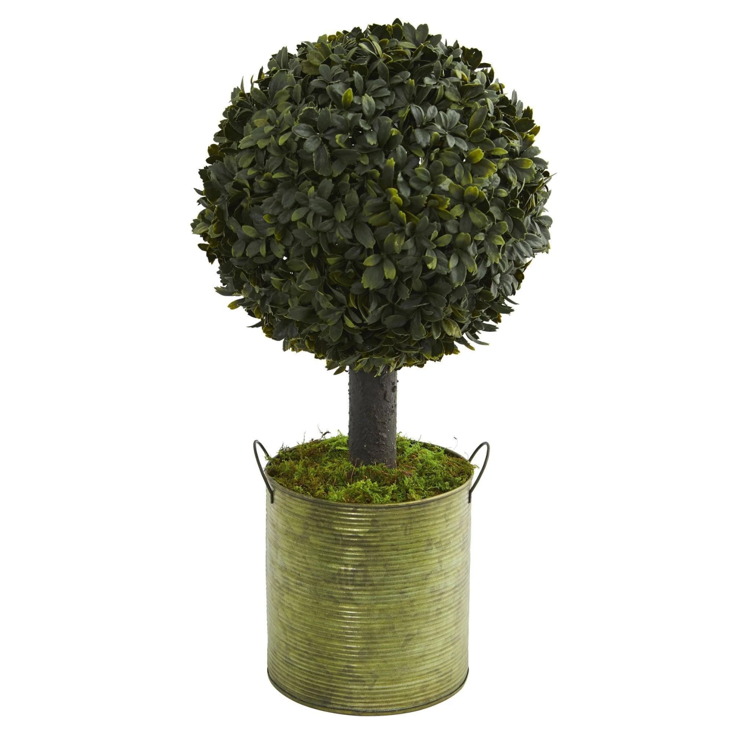 1.5’ Boxwood Ball Topiary Artificial Tree In Green Tin (Indoor/Outdoor) 1 1.5’ Boxwood Ball Topiary Artificial Tree In Green Tin (Indoor/Outdoor)