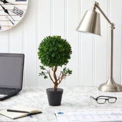 15” Boxwood Topiary Artificial Tree UV Resistant (Indoor/Outdoor) -Artificial Trees Store artificial 15 boxwood topiary artificial tree uv resistant indooroutdoor nearly natural 679007