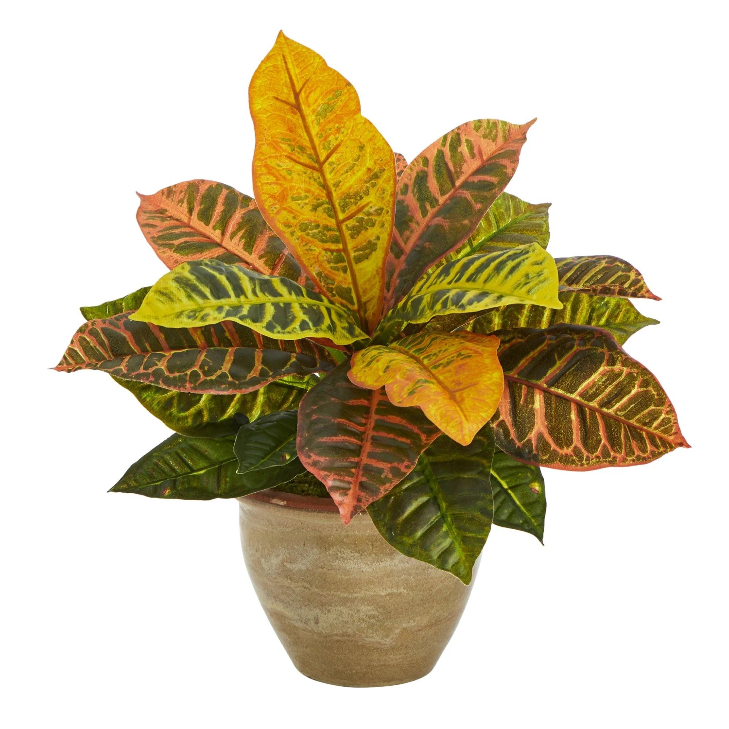 15” Garden Croton Artificial Plant In Ceramic Planter (Real Touch) 1 15” Garden Croton Artificial Plant In Ceramic Planter (Real Touch)