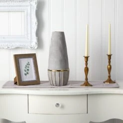 15” Regal Stone Decorative Vase With Gold Accents -Artificial Trees Store artificial 15 regal stone decorative vase with gold accents nearly natural 765636