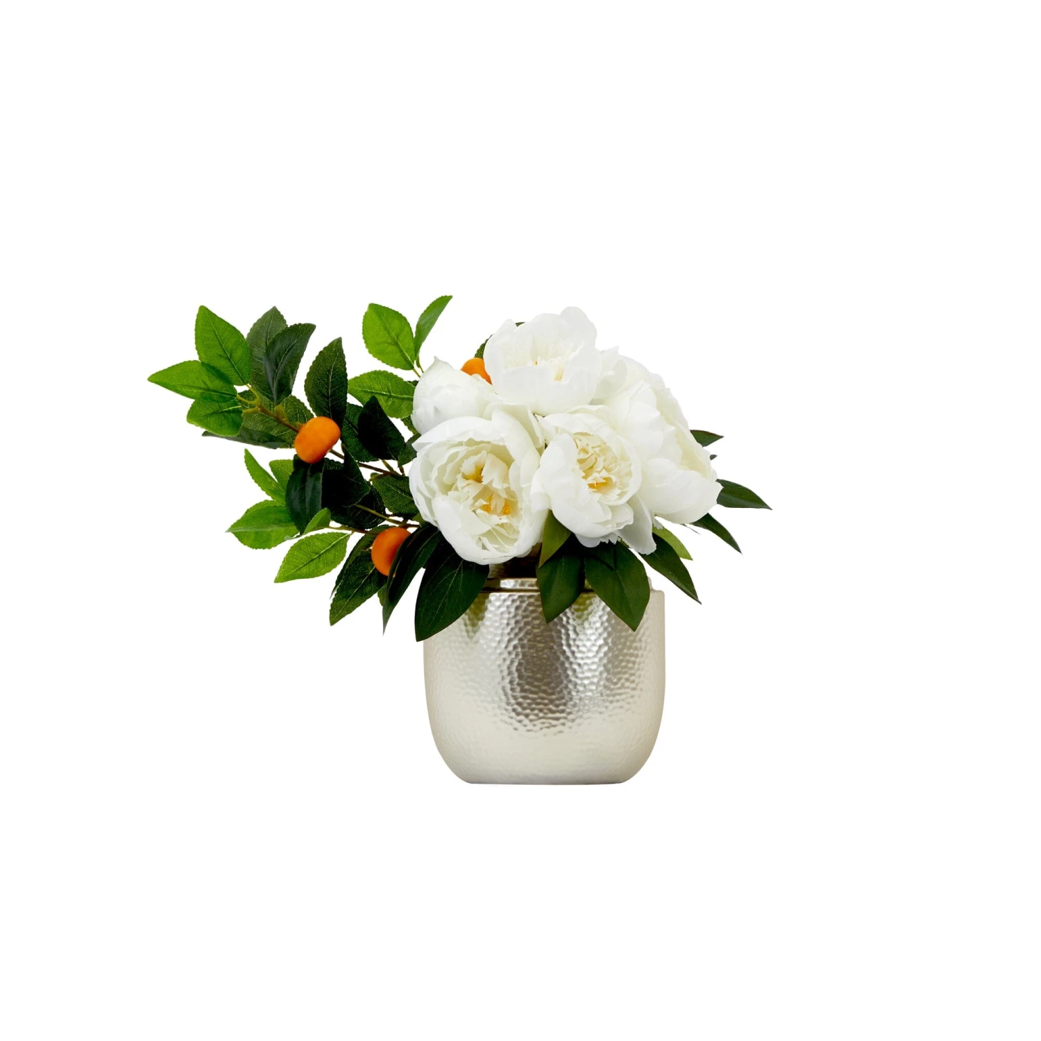 16” Artificial Peony Dahlia Arrangement White Vase 1 16” Artificial Peony Dahlia Arrangement White Vase